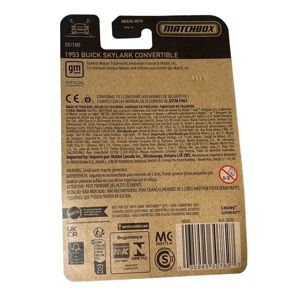 Matchbox 1953 Buick Skylark Convertible Yellow 70 Years 1:64 Diecast Car - Picture 2 of 9